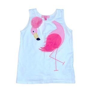 HAVEN Girl White & Pink Flamingo Sequin‎ & Tulle Tank Tee Shirt Sz 4